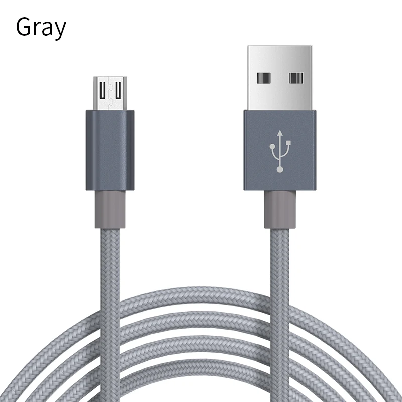 Micro USB кабель, AIFFECT 2.4A нейлоновый Плетеный 2 м Быстрая зарядка мобильный телефон USB зарядное устройство кабель для samsung/Xiaomi/LG/huawei/Meizu - Цвет: Серый