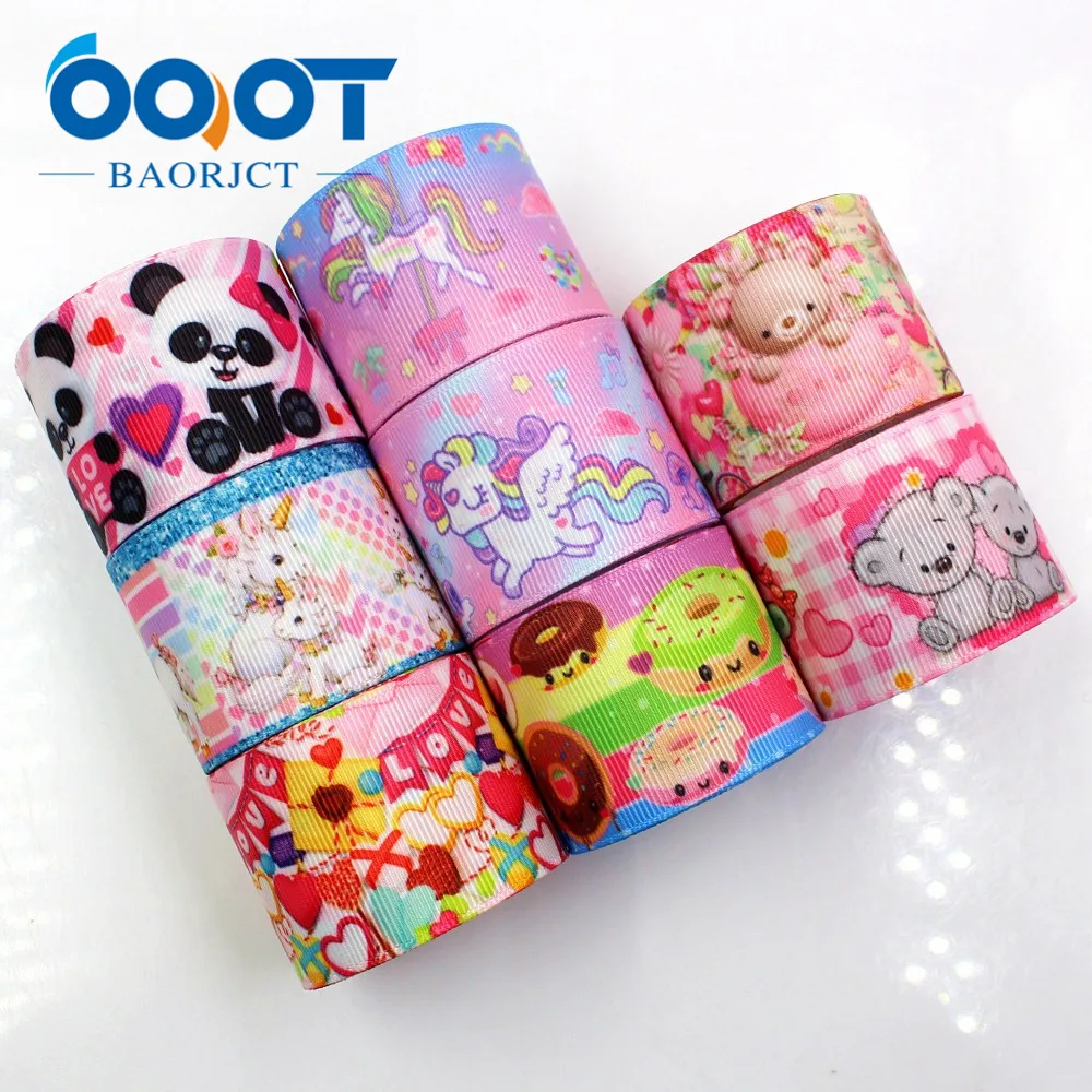 1712273 38 мм 10 метров мультфильм печатных grosgrain ленты сделай сам handmadeHair аксессуары