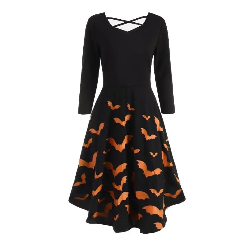 Женское богемное платье на Хэллоуин в стиле ретро Повседневное с v образным