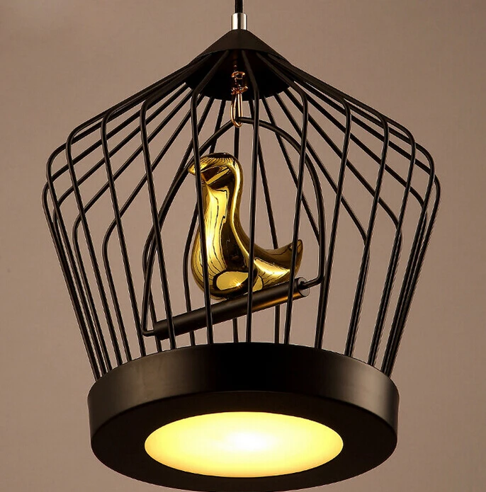 Abajur Loft Industrial Retro Iron Bird Cage LED Chandelier Lighting American Restaurant Lampshade Cafe Bar Hanging Lamp Fixture | Лампы и