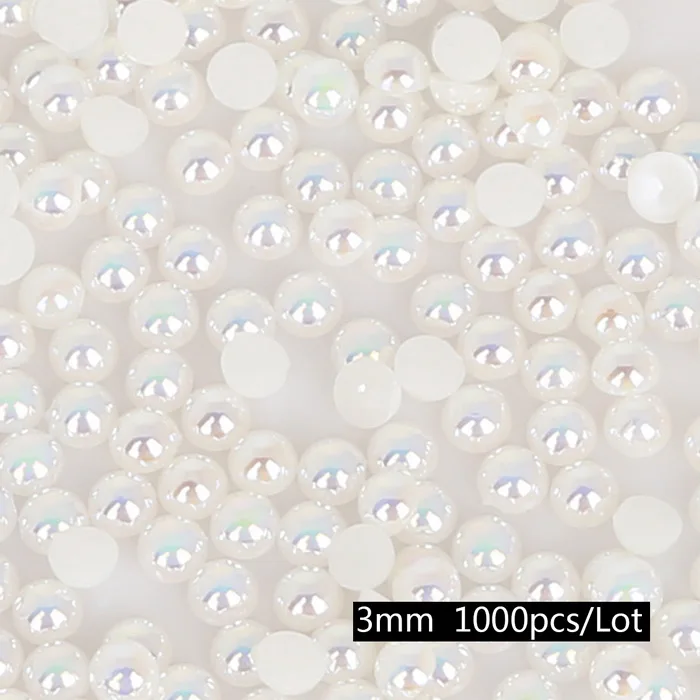 3mm 1000pcs Ivory 50-1000 шт. Мульти Размеры AB Цвета полукруглый Flatback Пластик ABS имитация жемчуг для шитья одежды DIY craft украшения - Цвет: 3mm 1000pcs Ivory