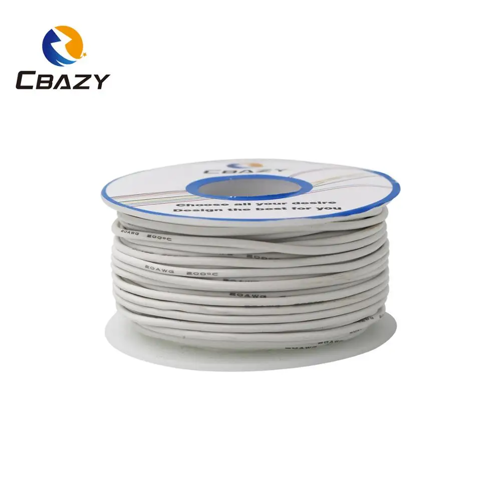 Белый CBAZY силиконовый 24AWG 30 м гибкий силиконовый провод и кабель Луженая медная проволока многожильный провод 10 цветов на выбор DIY проводное соединение - Цвет: Белый