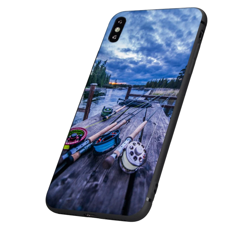 Черный ТПУ чехол для iphone 5 5s se 6 6s 7 8 plus x 10 силиконовый XR XS 11 pro MAX Рыболовная Снасть