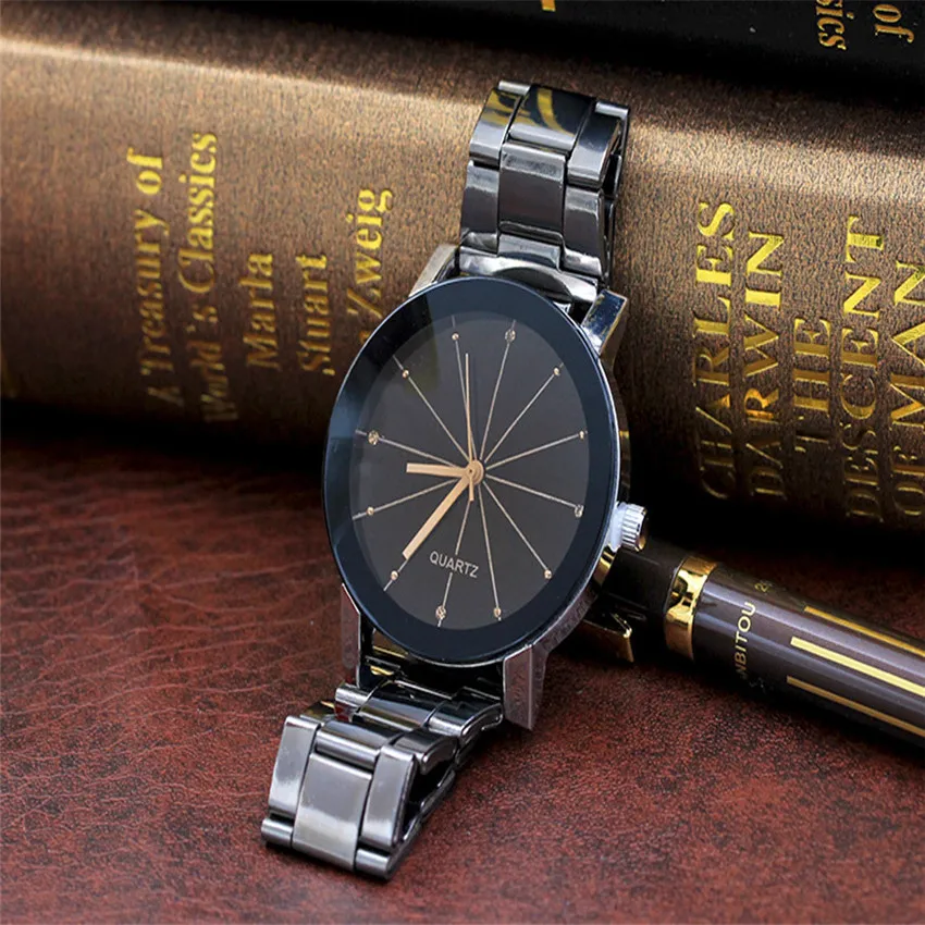 Роскошные модные женские и мужские Аналоговые наручные часы из нержавеющей