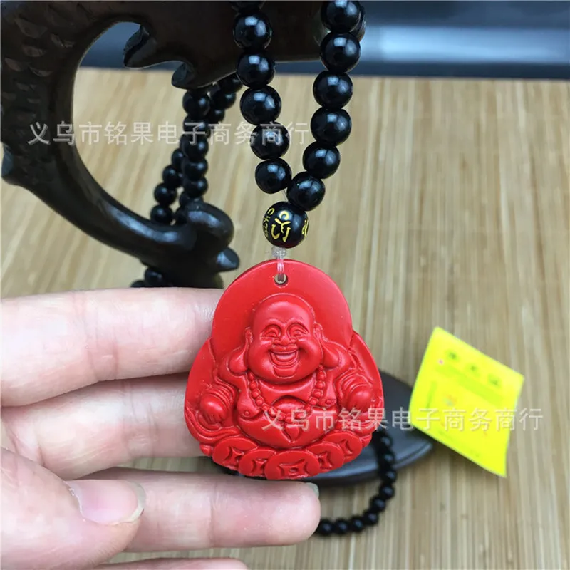 Подвеска Будды Cinnabar ожерелье с подвеской из натурального камня Подвески бисера