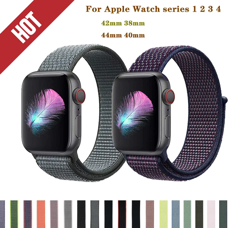Мягкий дышащий нейлоновый спортивный бесшовный ремешок для Apple Watch 42/38/44/40 мм
