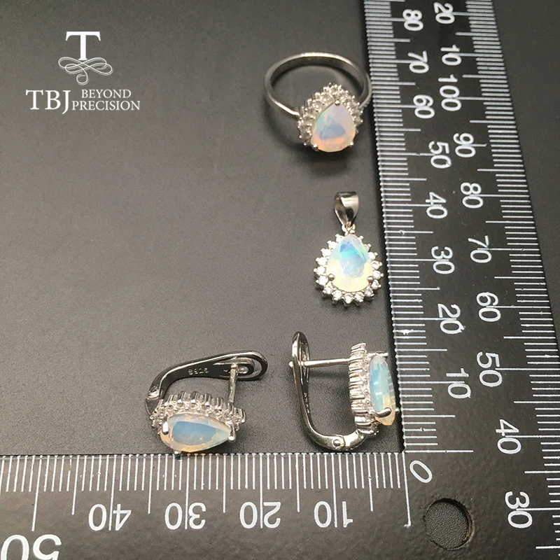 TBJ, натуральный опал, ювелирный набор, подвеска, кольцо, серьги, серебро 925 пробы, простой набор ювелирных изделий для женщин, хороший подарок