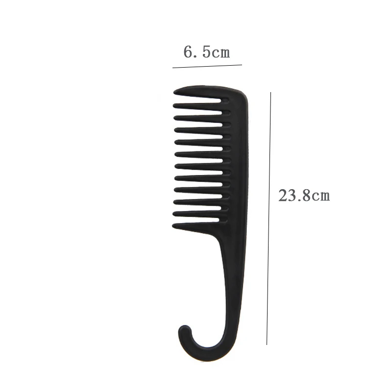 Черная пластиковая щетка для волос широкий гребень зубов с вешалкой