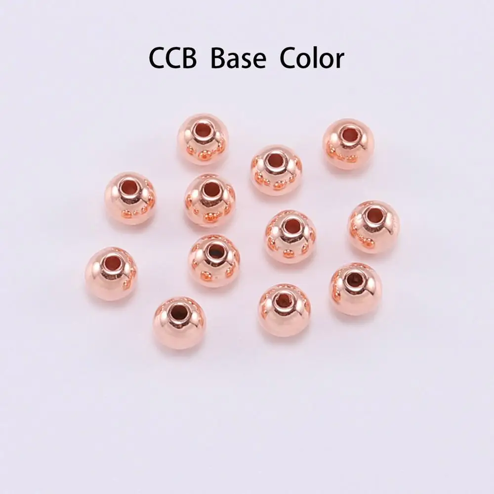 CCB Base Color 100 шт./лот, 3, 4, 5, 6, 8 мм, золото, серебро, с отверстием, бисер CCB, Круглый бисер для изготовления ювелирных изделий, аксессуары, сделай сам - Цвет: CCB Base Color