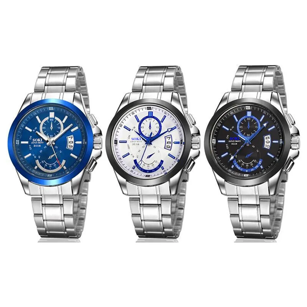 Модные 2019 новые высококачественные кварцевые Стальные полосатые деловые часы