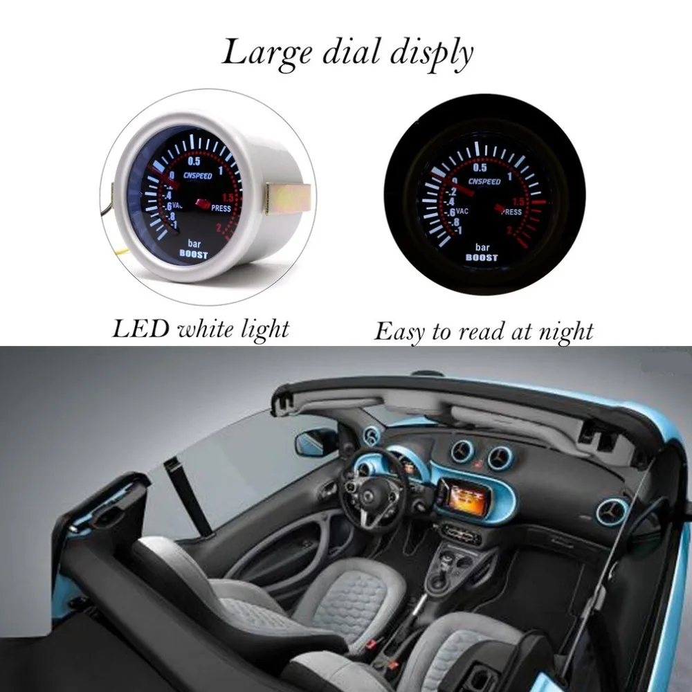 CNSPEED YC101310 цифровой универсальный 52 мм Автомобильный турбонаддув вакуумный-1~ 2 БАР МАНОМЕТР пресс манометр указатель метр Дым Лен светодиодный