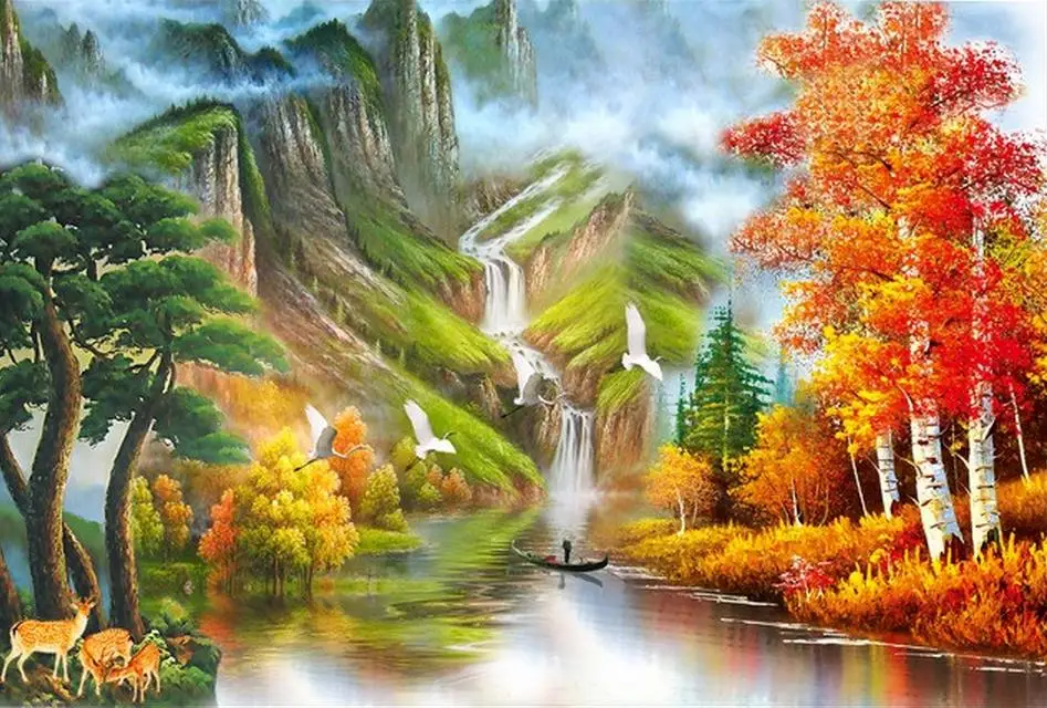 Обои для гостиной украшения дома картина маслом пейзаж ТВ фон настенные росписи