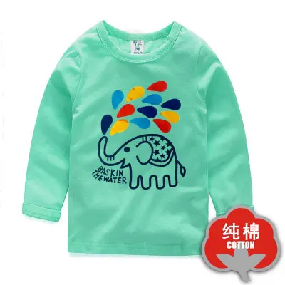 long blue elephant V-TREE г. весенние футболки для девочек с длинными рукавами футболка с персонажами из мультфильмов для мальчиков детские хлопковые футболки топы для девочек футболки для малышей - Цвет: long blue elephant