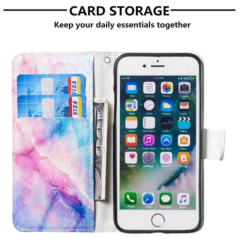 Чехол из искусственной кожи для iPhone X 6 6s 7 8 Plus XS 5S SE чехлы телефонов с несколькими