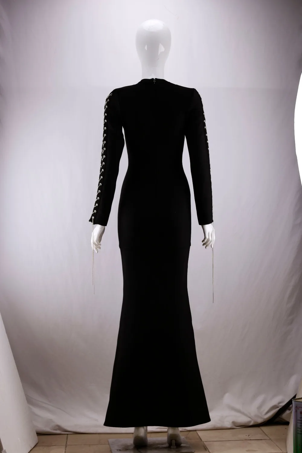 Halinfer 2018 Новое Осеннее женское платье сексуальное облегающее черное с цепочкой из