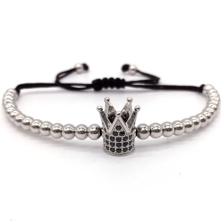 NAIQUBE Top Brand Fashion Imperial Crown Charm Men's Bracelets Micro Pave CZ Beads Trendy Braided Macrame | Украшения и