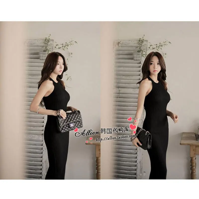 Женское трикотажное платье на бретелях тонкое привлекательное облегающее в