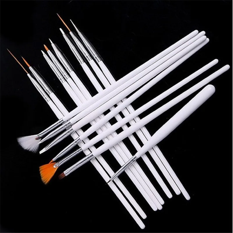 Набор для маникюра с белыми ручками 15 шт. модные дизайнерские кисти рисования