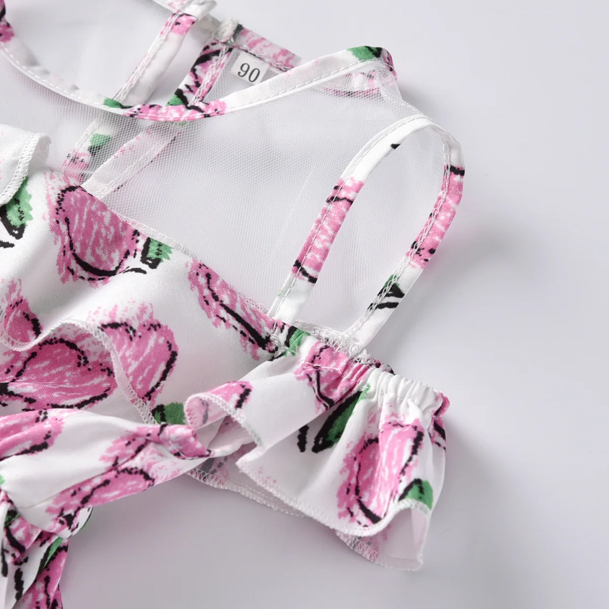 Ruffles Party Gown Dresses Kids Girl Print Cotton Linen Dress New Children Clothing Princess pink heart Clothes | Детская одежда и