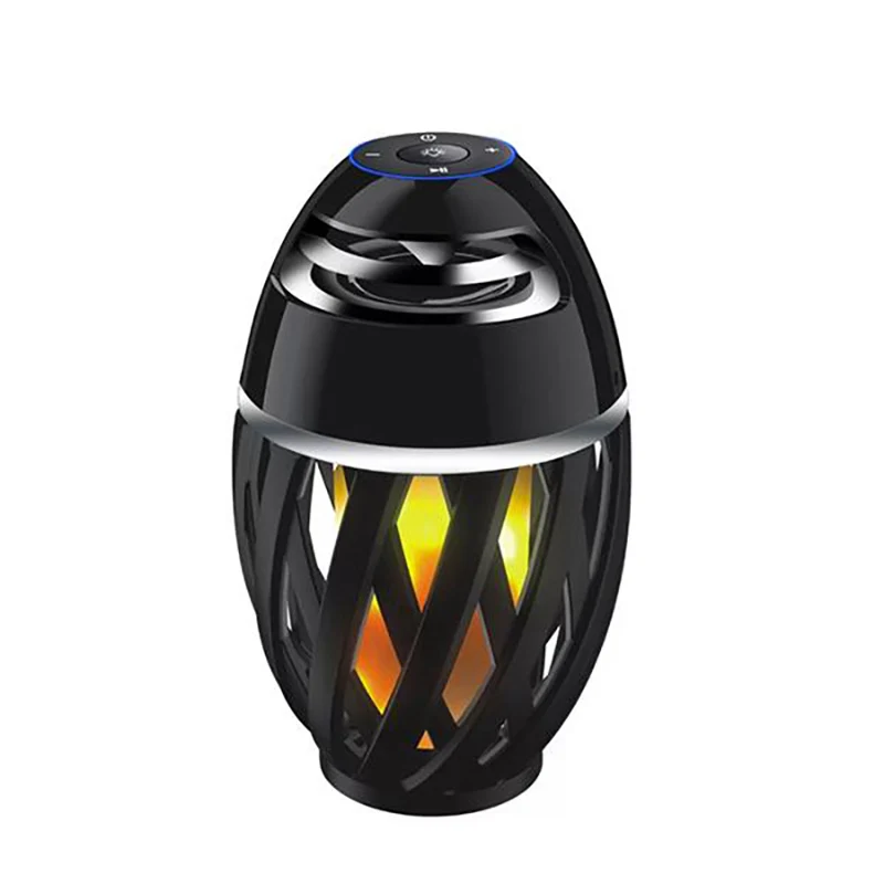 Черный USB Led Пламенные огни Bluetooth динамик наружный портативный светодиодный пламенный атмосферный светильник стерео динамик наружный кемпинг НЧ-динамик - Цвет: Черный