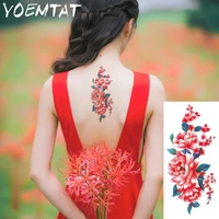 red acacia flowers arm shoulder tattoo stickers flash henna tattoo fake waterproof temporary tattoos sticker women on body