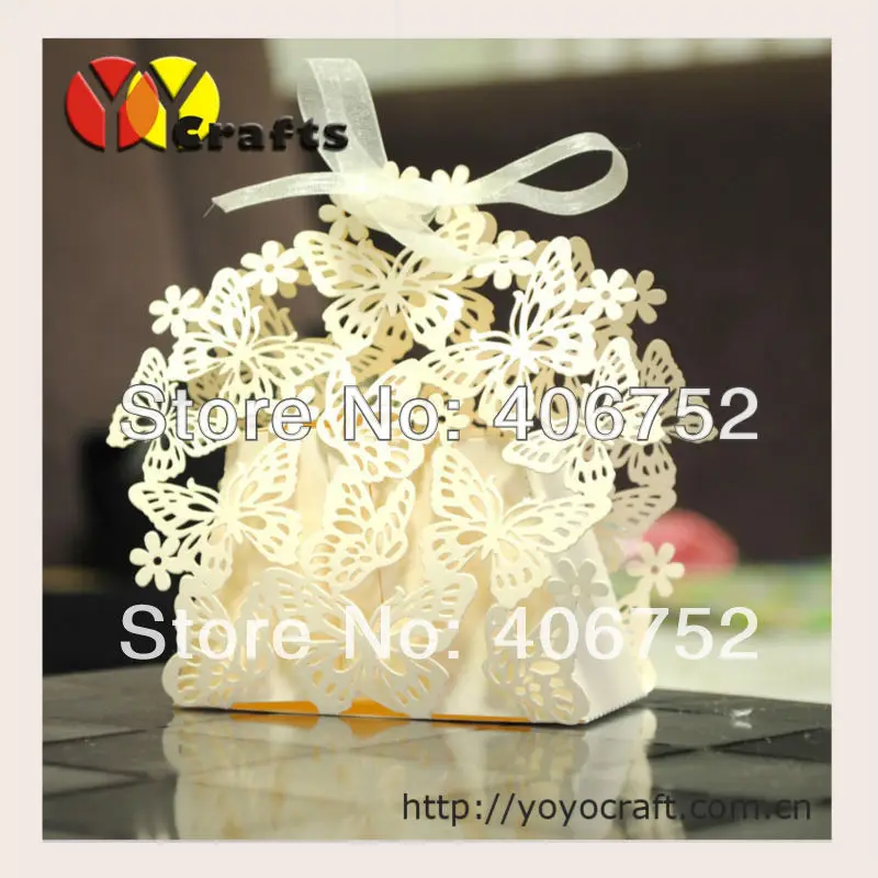 

50cpcs Butterfly Sweet Favors and Gifts Laser Cut Wedding Gift Box for Candy