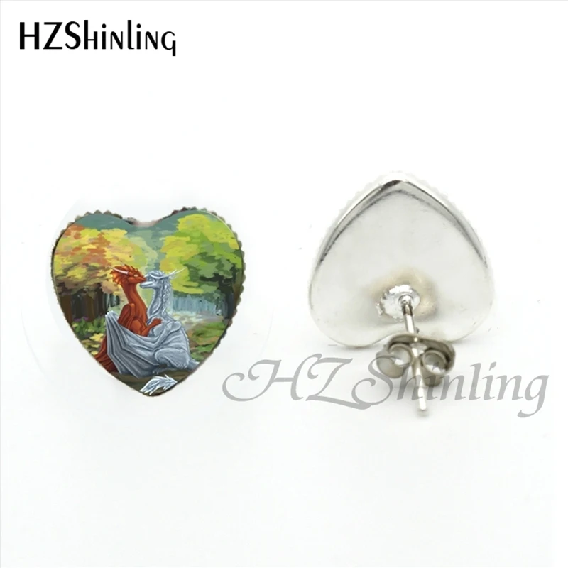 Новинка HER-006 серьги-гвоздики В Форме Старинной пары с сердцем и драконами ручной