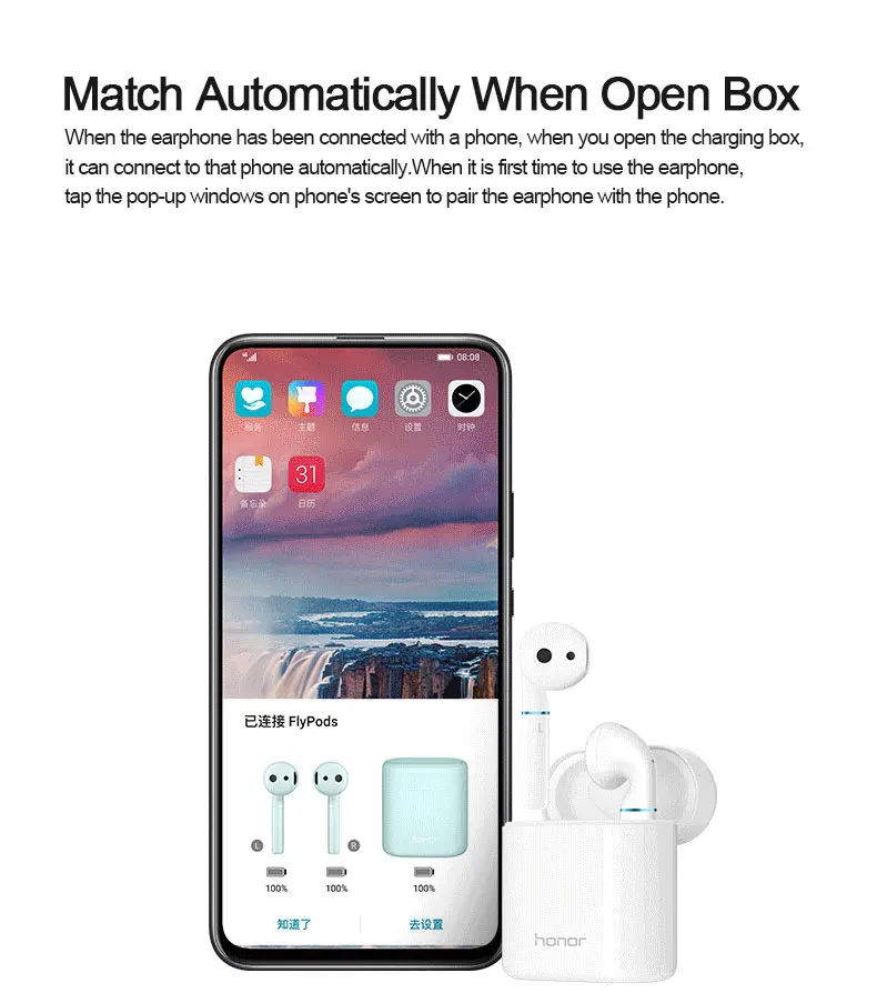 Беспроводные наушники-вкладыши huawei Honor Flypods, водонепроницаемые наушники с динамическим управлением, Беспроводная зарядка Bluetooth 5,0 Flypods Pro Lite