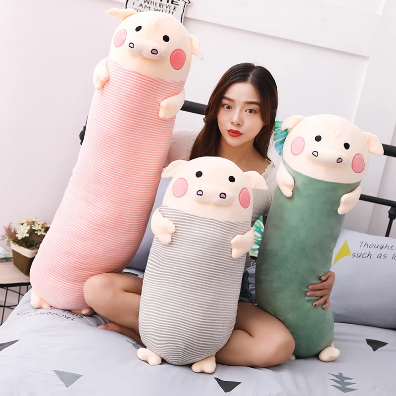 

1pc Soft Piggy Plush Pillow Cute Cartoon Pig Stuffed Animal Doll Sofa Bed Long Cushion Toy Girlfriends Lovers Birthday Presents
