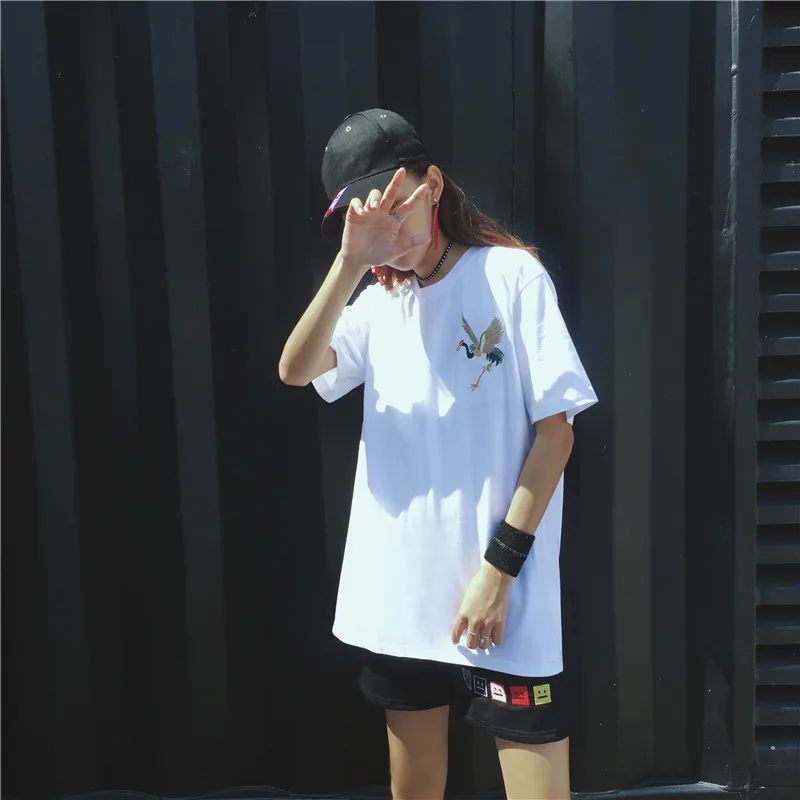 Ulzzang BF вышивка Harajuku милые футболки с коротким рукавом женская модная футболка Женские s пары женский корейский стиль