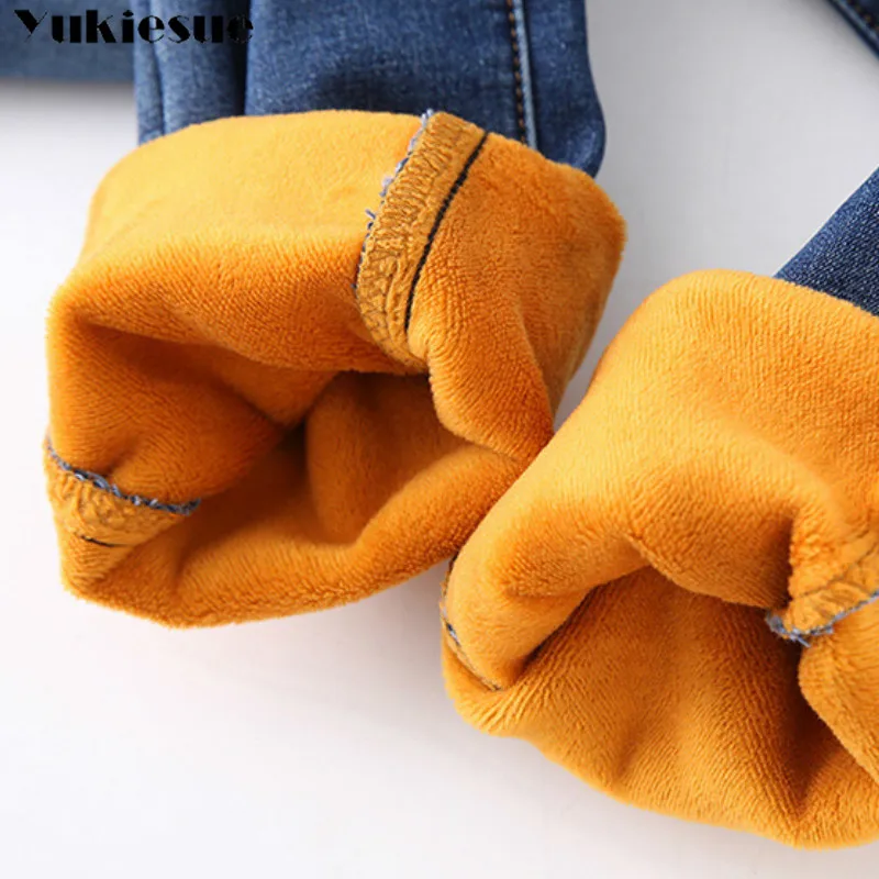 2018 зимние джинсы для женщин теплые толстые бархатные обтягивающие брюки