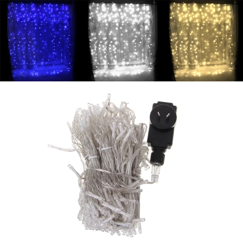 3x3 м 300LED светильник для занавесок, гирлянда, украшение для свадебной вечеринки, штепсельная вилка стандарта Австралии