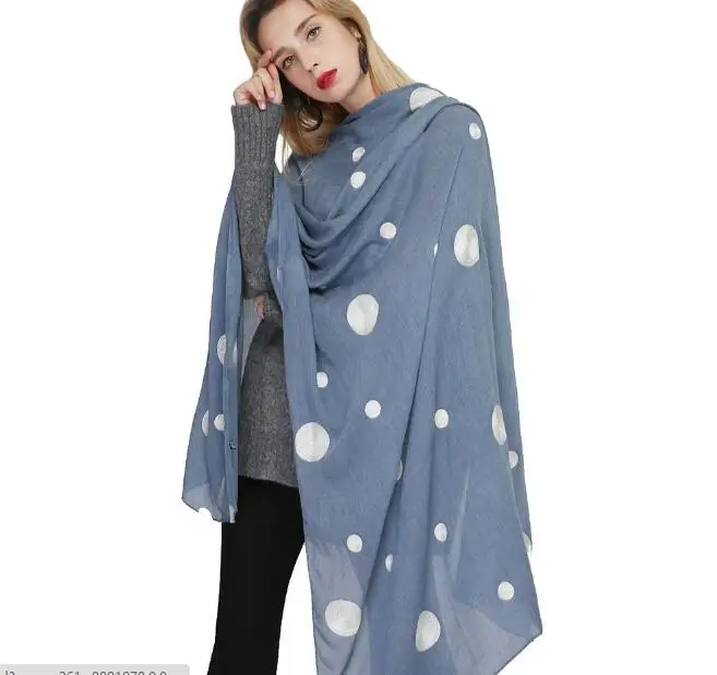 

Лидер продаж, женские шали с вышивкой, шарф в горошек, мусульманский хиджаб, модные легкие шарфы, повязка на голову, глушитель 180*90 см