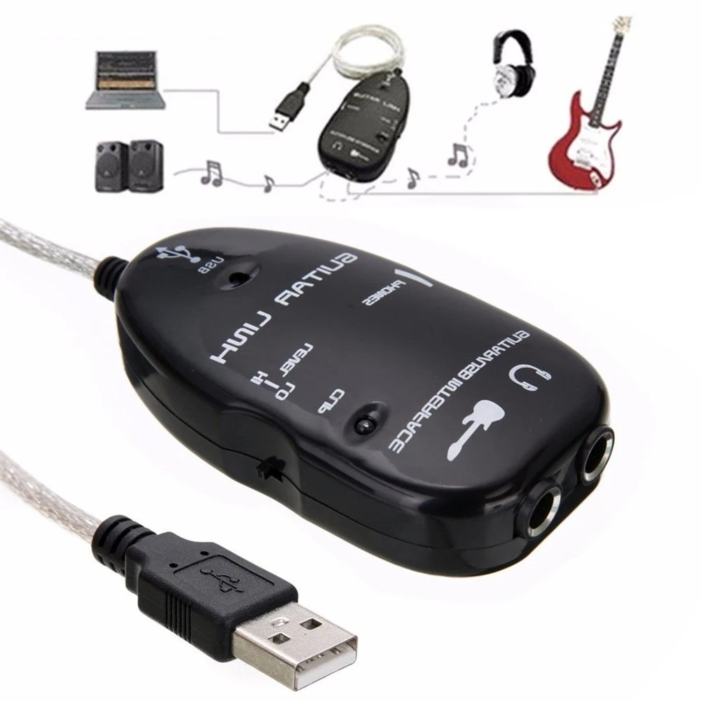 Электрогитара USB Интерфейс Ссылка Кабель-адаптер для MAC/PC Mac Recordin аксессуары для гитарных инструментов Набор для записи