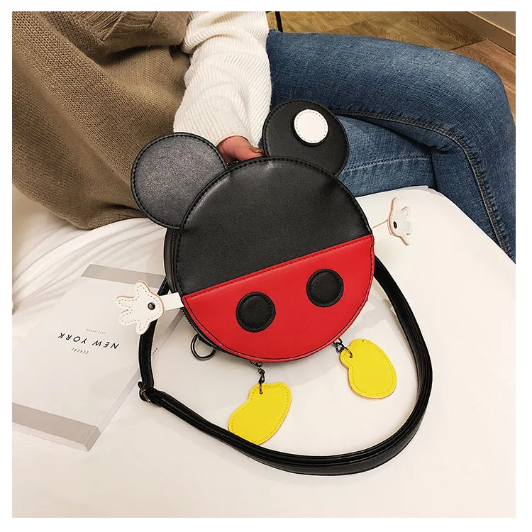 Disney Микки Маус леди мультфильм PU Сумка Круглый Мода Сумка подарки для девочек хранения пакет, косметичка