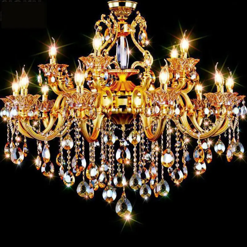 

Foyer Gold Ceiling Chandelier Crystal Lampe for living room Penthouse Restaurant Modern led chandelier 15 lucez Lustre cristal
