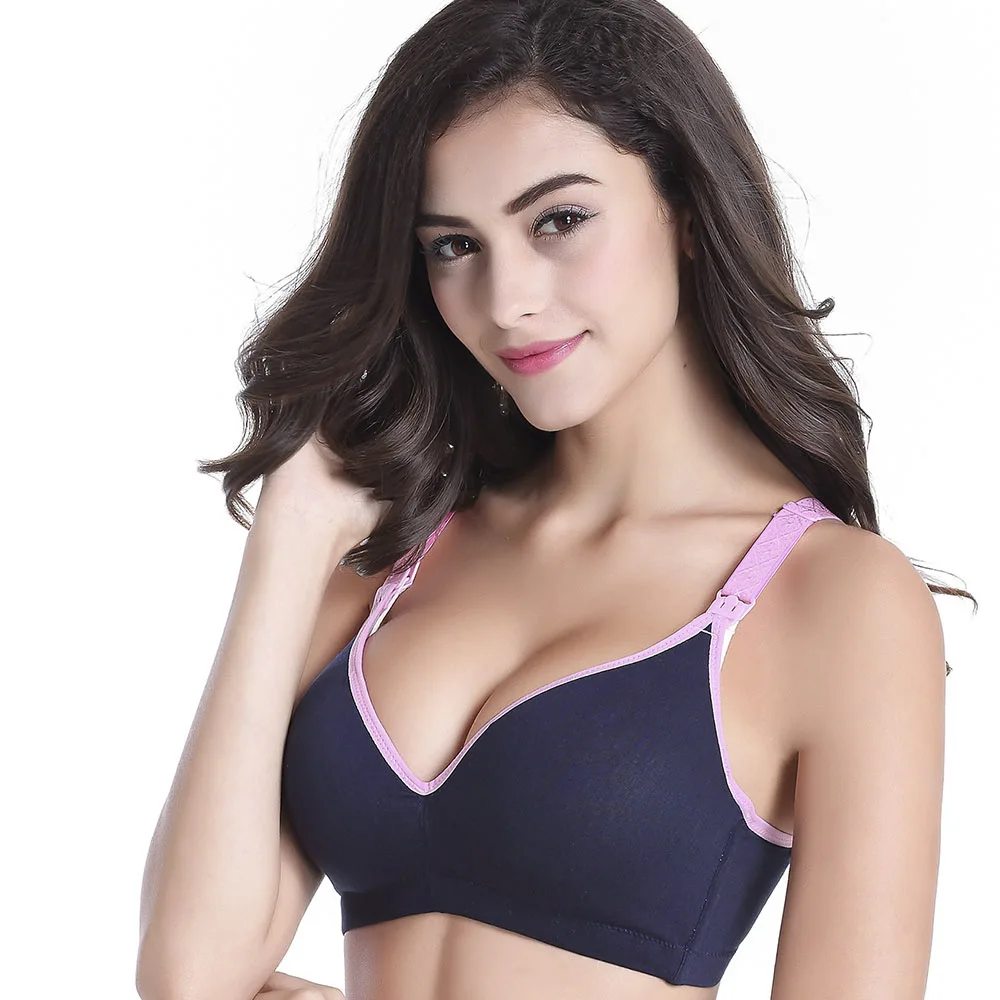 Navy Bra SLAIXIU хлопковый бюстгальтер для кормящих женщин, кружевной бюстгальтер для кормления грудью, регулируемый бюстгальтер для кормления, Одежда для беременных - Цвет: Navy Bra