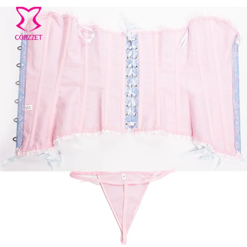 (S-2XL) сексуальный жаккардовый Готический корсет топ бюстье с стрингами корсеты