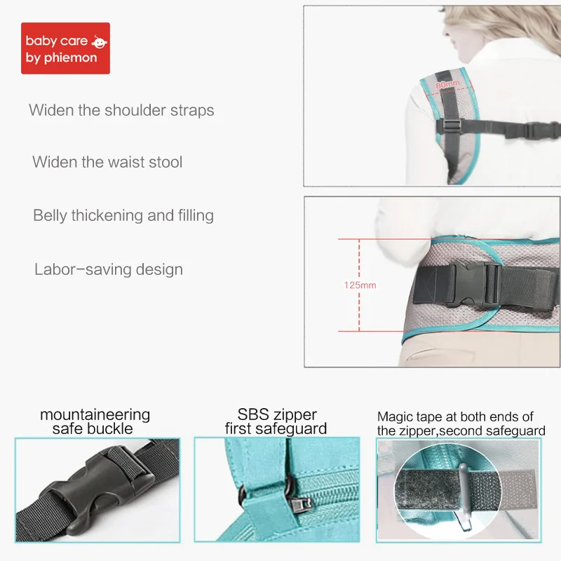 Эргономичный рюкзак кенгуру с дышащей сеткой для переноски ребенка регулируемый