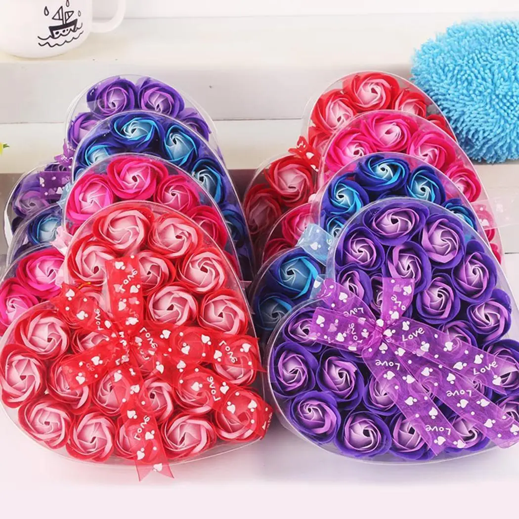 Коробка в форме сердца мыло виде цветов розы романтическая Свадебная вечеринка