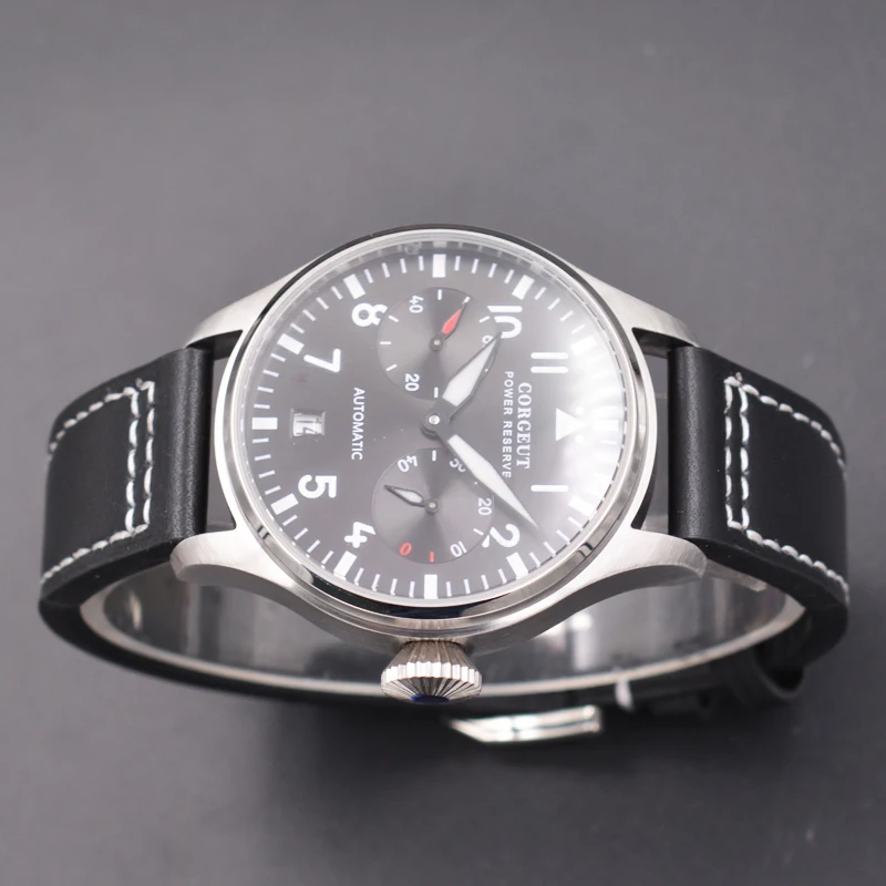 Механические Автоматические Мужские часы 42 мм с серым циферблатом и кожаным