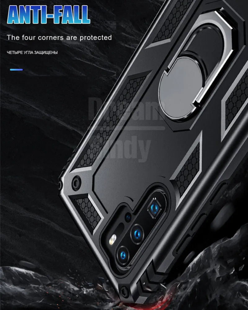 Luxury Rubber Shockproof Case For Huawei P30 Pro Heavy Duty Protection Metal Ring Back Cover Lite Rugged Armor Cases | Мобильные