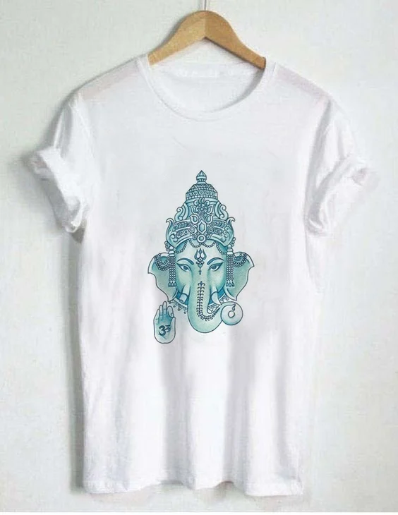Женские Летние Удобные футболки с рисунком Будды и слона Ganesha хлопковые топы
