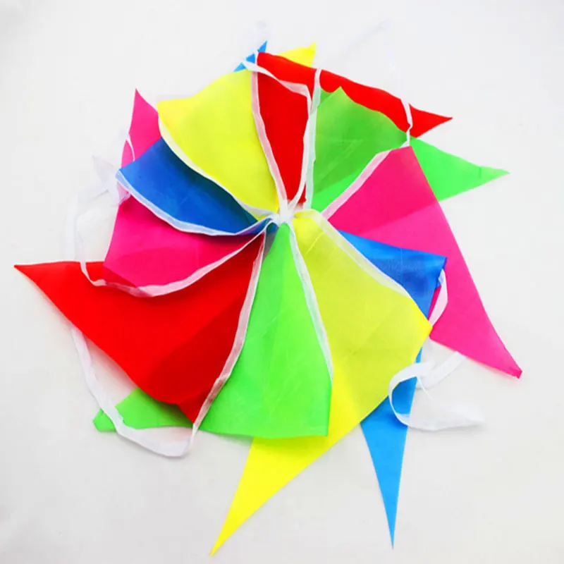 10/50 метров ручной работы тканевая гирлянда треугольных флагов свадебная фестивальная пеннантная нить баннера бантики разноцветные