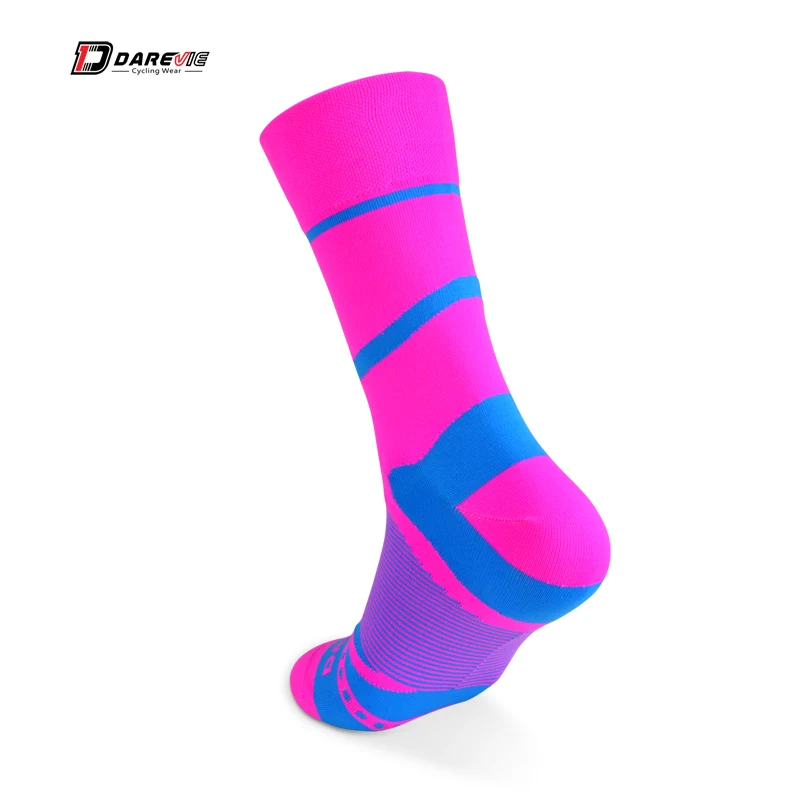 Rose red-Purple Darevie, профессиональные, один размер, велосипедные носки для мужчин и женщин, для шоссейного велосипеда, анти-грибковые, дышащие, для спорта на открытом воздухе, длинные чулки - Цвет: Rose red-Purple
