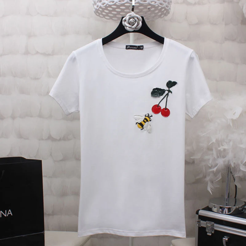 Повседневная футболка женская брендовая для мальчиков с принтом в виде вишен