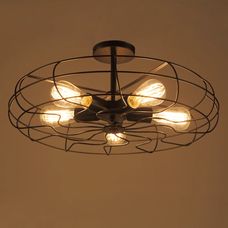 Лофт RH Кофейня ретро вентилятор потолочный светильник винтажная столовая свет