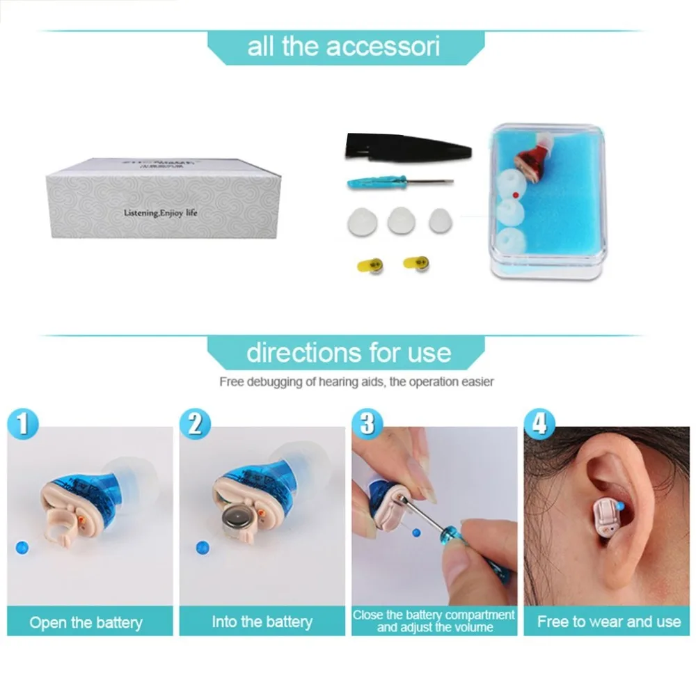 Небольшой Размеры Шум снижение Невидимый Регулируемый слуховой аппарат