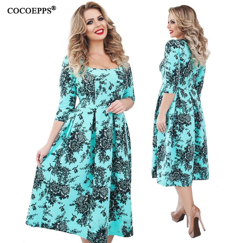 Женское платье с цветочным принтом большие размеры|vestidos plus|dress vestidosfemale office dresses |