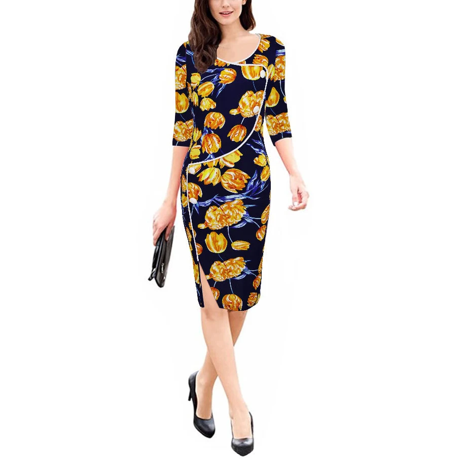 Стильное рабочее платье миди на пуговицах женское элегантное облегающее длиной